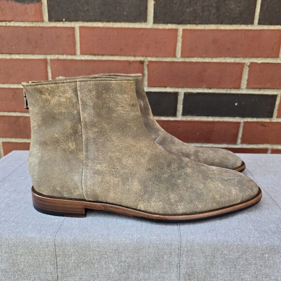 John Varvatos Star USA NYC Back Zip Clay Brown Suede Leather Boot Size 9.5 *READ - Picture 1 of 9